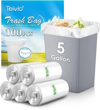 5 Gallon 100 Counts Strong Trash Bags Garbage Bags, Bathroom Trash Can Bin Liner