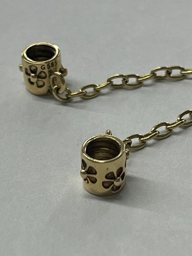 Pandora 14k Yellow Gold Flower Safety Chain 750312-05 - Picture 5 of 5