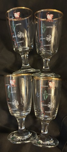 Vintage Irish Coffee Stielgläser mit Goldrand und Rezeptmaßen 4er Set - Bild 3 von 8