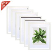 Gallery Wall Frame Set - 6 Elegant 11x14 Rustic Picture Frames, Matted Included