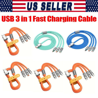3 in 1 Fast Charging Cable Cell Phone Charger Cord For iPhone Type C Micro LOT