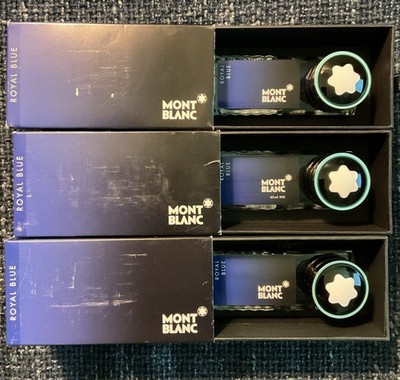 Montblanc Original Royal Blue Ink Bottle, 60ml Lot Of 3
