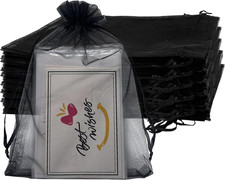 100PCS Black Organza Gift Bags 4X6 Inch Small Mesh Bags Drawstring Jewelry Pouch