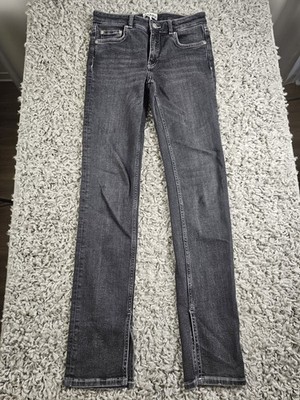 Ganni Jeans Damen Gr.36 Grau Low Waist Slim Straight Jeans