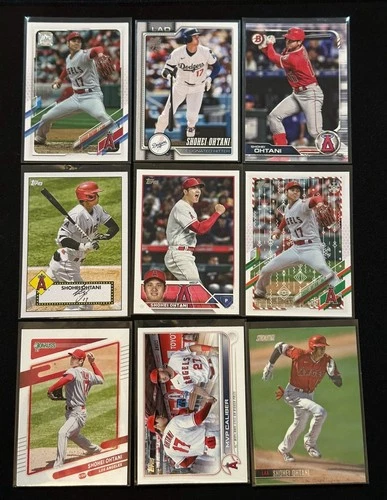 SHOHEI OHTANI 9 CARD BASEBALL LOT Topps bowman Stadium club Angels Dodgers