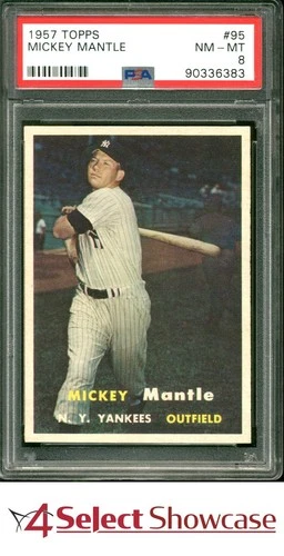 1957 TOPPS #95 MICKEY MANTLE YANKEES HOF PSA 8