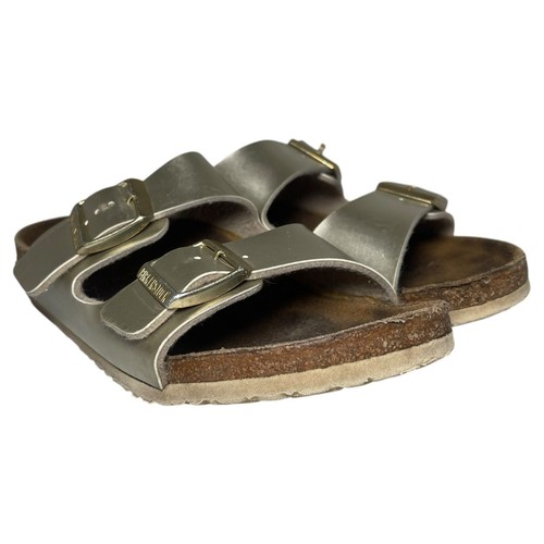 Fibbie Birkenstock Sydney Birko Flor graziose finitura metallizzata tortora 34/3-3,5 - Foto 3 di 16