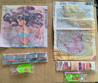 2 New Cartoon Diamond Painting Kits Mosaic Diamond Dots Art Free US Shipping
