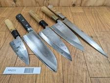 Japanese Chef's Kitchen Knife Set 5 Piece YANAGIBA DEBA SANTOKU from Japan NN231