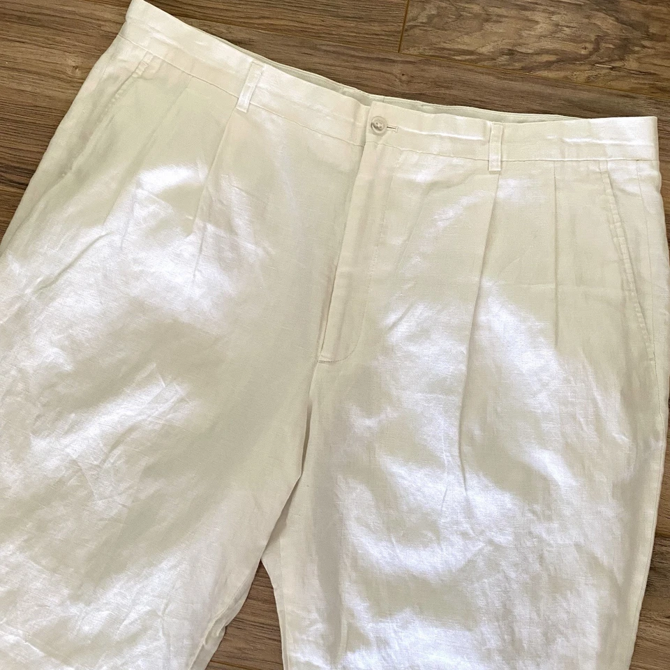 Pantalón Concepts by Claiborne 40 x 30 Blanco Plisado Pantalones LINO 40/30 Foto 2 de 4