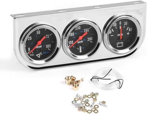 Hochempfindliches Chrom Panel Triple Gauge Set: Genaue Überwachung für Ihr Auto - Bild 7 von 10