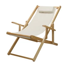 Adjustable Sling Chair Natural Frame, Natural Canvas 26.5D x 42W x 33H in
