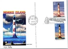 Dr Jim Stamps Fdc Panda Cachets Postcard Morris Island Lighthouse