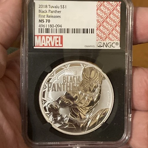 2018 S$1 Tuvalu Marvel Black Panther NGC MS70 First Releases 1oz .9999 Silver