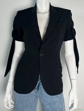 G2U Jean Paul Gautier 90s Ribbon Tie Blazer Size 4 Black