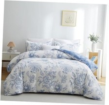 Floral Duvet Cover Set Size Cottagecore White Blue King White Blue Floral