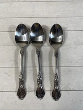 Vintage Rogers Precious Rose  Stainless  Flatware Korea 3 Teaspoons