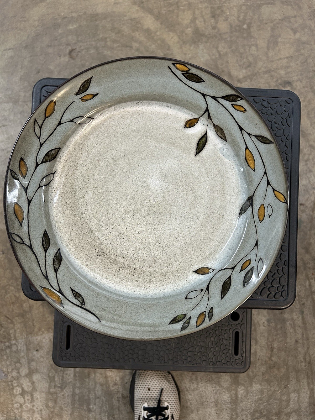 Pfaltzgraff Pastoral Leaves Gray Black Dinner Plates Set of 2 11 Inch