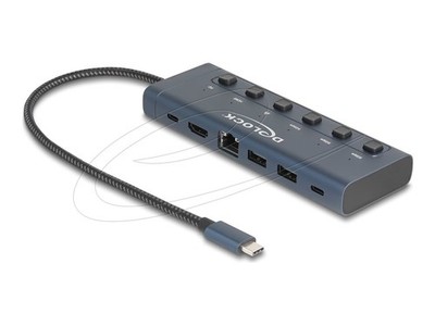 USB Type-C Docking Station Delock 4K 90W with Charging/Docking Switch 92000