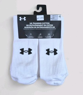 UNDER ARMOUR Mens Socks Crew Cushioned Arch Support 6 Pair Shoe Size 13-16 White