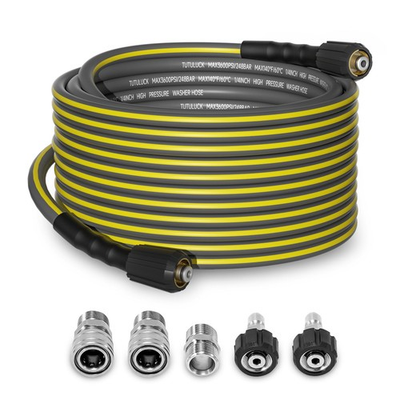 #ad Flexible Pressure Washer Hose 50FT 1 4#x27;#x27; Kink Resistant 3600 PSI Power Washer H $47.49
