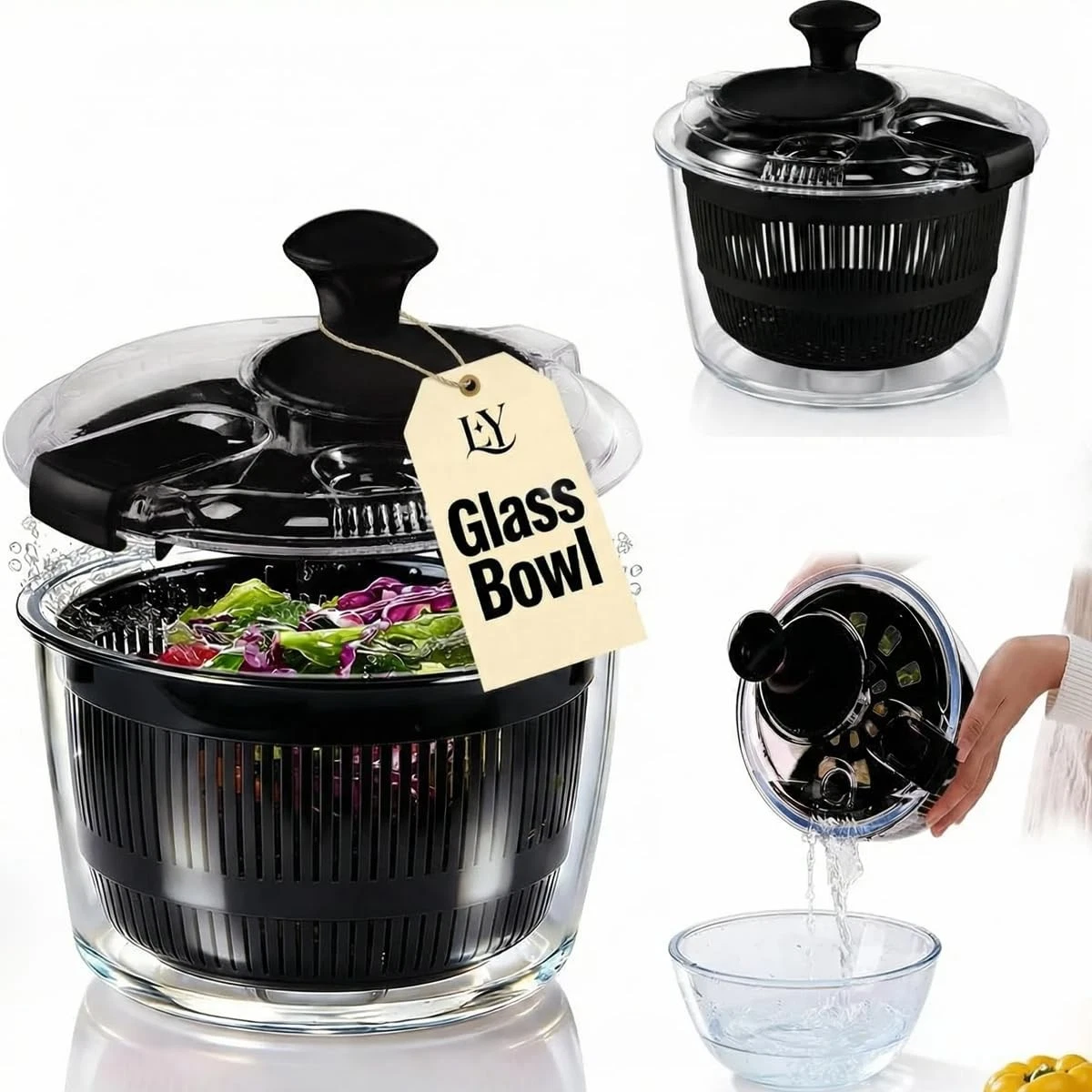 Good Girps 3.2 Qt Glass Salad Spinner Small Vegetable Dryer with Drain Microw...
Opens in a new wind