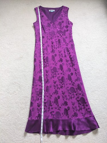 Monsoon Vintage V-Neck Purple Floral Silk Blend Midi/Maxi Dress Size 14 (10-12) - Picture 11 of 11