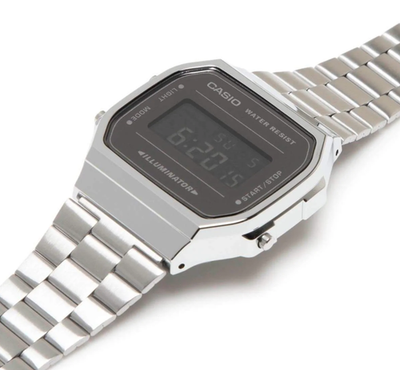 Casio Vintage Digital Black, Silver Stainless Steel Unisex Watch