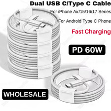 For iPhone17 16 15 Pro Samsung Fast Charger USB-C to USB-C Cable Type C Cord Lot