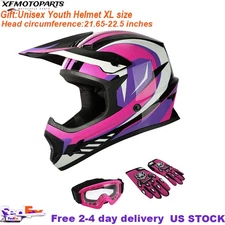 Youth Motorcycle Helmet Full Face DOT Bike Riding Off Road Motocross Helmet XL