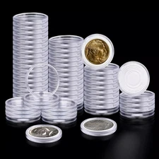 63PCS Coin Holder Capsules - Clear Coin Protectors for Silver Dollar, Adjustable