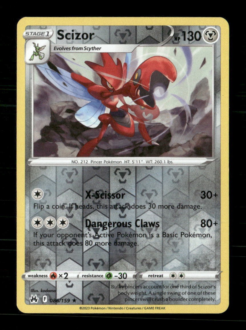 Scizor 086/159 Crown Zenith Reverse Holo NM/M Pokemon