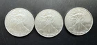 Lot of 3 -  2006, 2007, 2008 American Silver Eagles 1 oz. each 99.9% Silver