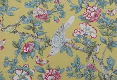 SANDERSON CURTAIN FABRIC DESIGN Caverley 3.4 METRES CHINESE YELLOW LINEN BLEND