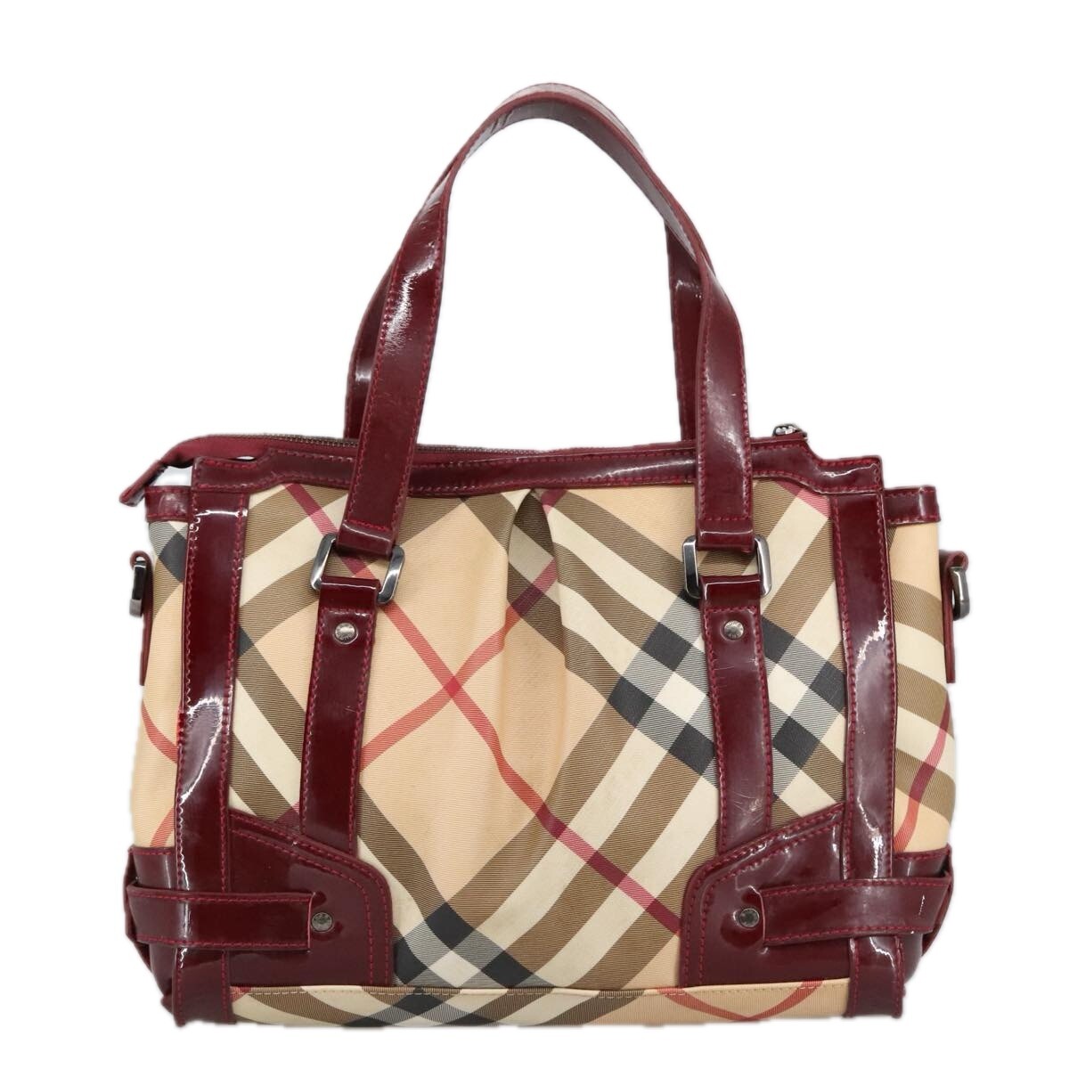 BURBERRY Nova Check Hand Bag PVC Leather 2way Beige Auth mr743 | eBay