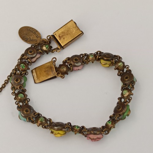 Michal Negrin Bracelet Roses Colorful 3D Enamel AB Crystals Shabby Sick Romantic - Picture 17 of 22
