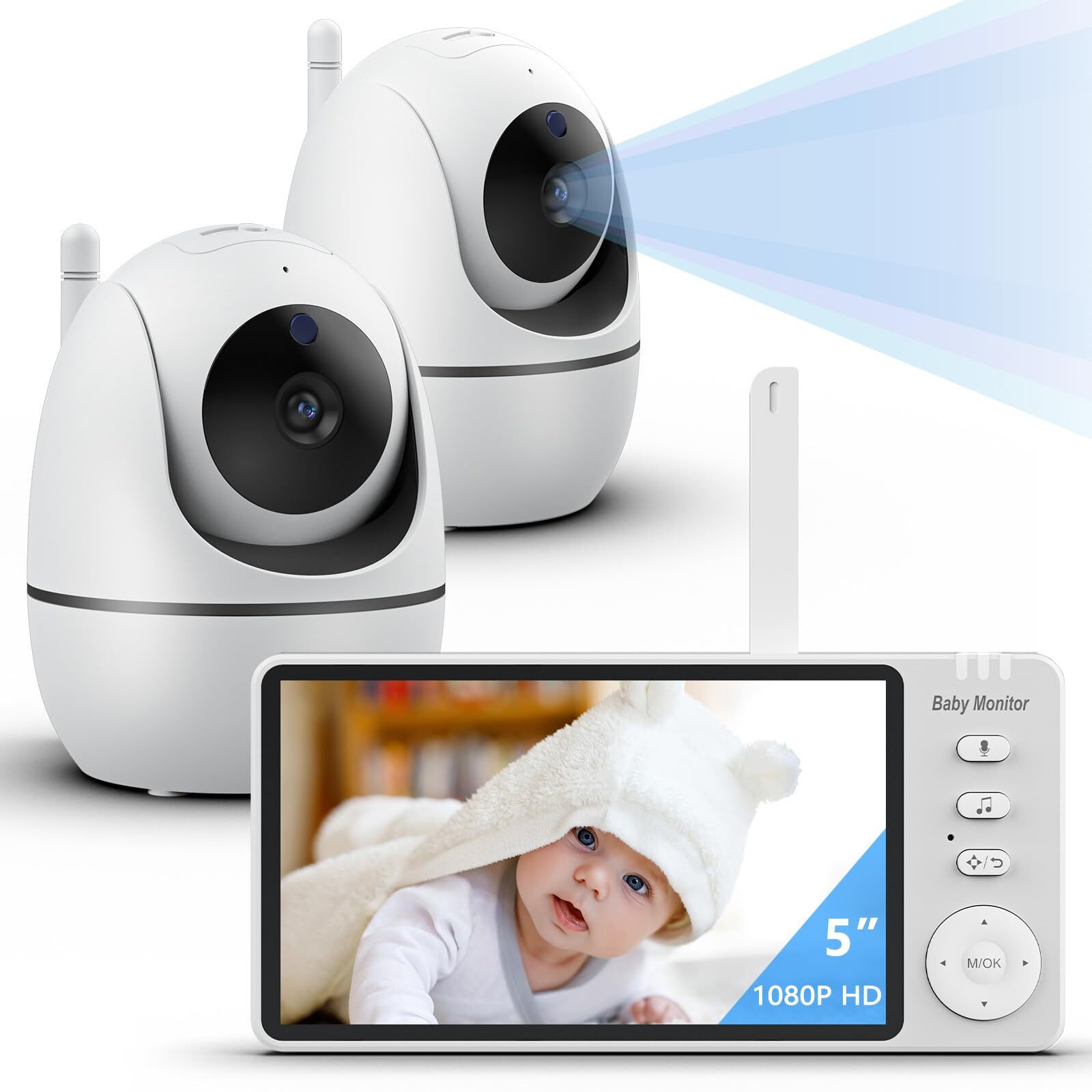 Baby Monitor with Camera and Audio -1080P HD 1200ft Long Range Travel Baby Mo...-image