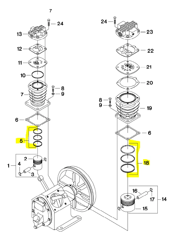 Ingersoll Rand Compatible Model 2475 LP & HP Rings