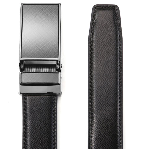 Men's Genuine Leather Ratchet Dress Belt 1 1/8" Wide with Automatic Click Buckle - Picture 2 of 53