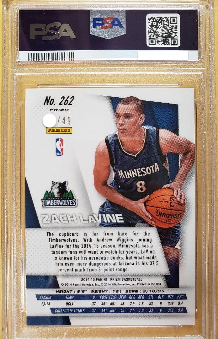 PSA 10 2014 Panini Prizm Zach Lavine Red Prizm /49 RC Rookie #262 