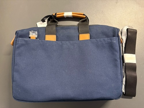 Knomo Fulham 14 inch Laptop Briefcase Navy Canvas NEW - Picture 9 of 16