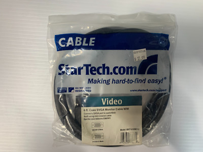 NEW Startech 6ft SVGA Monitor Cable  M/M HD15 MXT101MMHQ