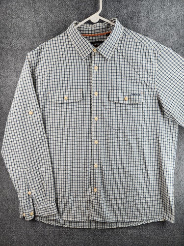 Orvis Seersucker Fishing Shirt Double Pockets Blue Check Polyester Nylon Soft XL - Picture 3 of 22