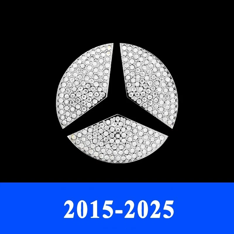 For Mercedes Benz Steering Wheel Center Emblem Trim Diamond Studded Sticker — 第 4/4 张图片