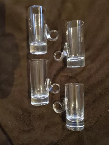 Set of 4 Lenox Crystal Irish Coffee Mugs Cups Hand Blown Applied Loop handle