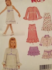 UC Girls Toddler Dress Skirt Coat Sewing Pattern Collar Sz 3-8 Sleeveless 6583