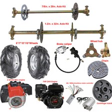 Go Kart Rear Live Axle Kit Brake Assembly Wheels Sprocket Drift Trike Quad ATV