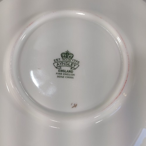 AYNSLEY Tea Cup & Saucer Orchard Fruit # 2832 Turquoise Heavy Gilt Bone China - Picture 12 of 12