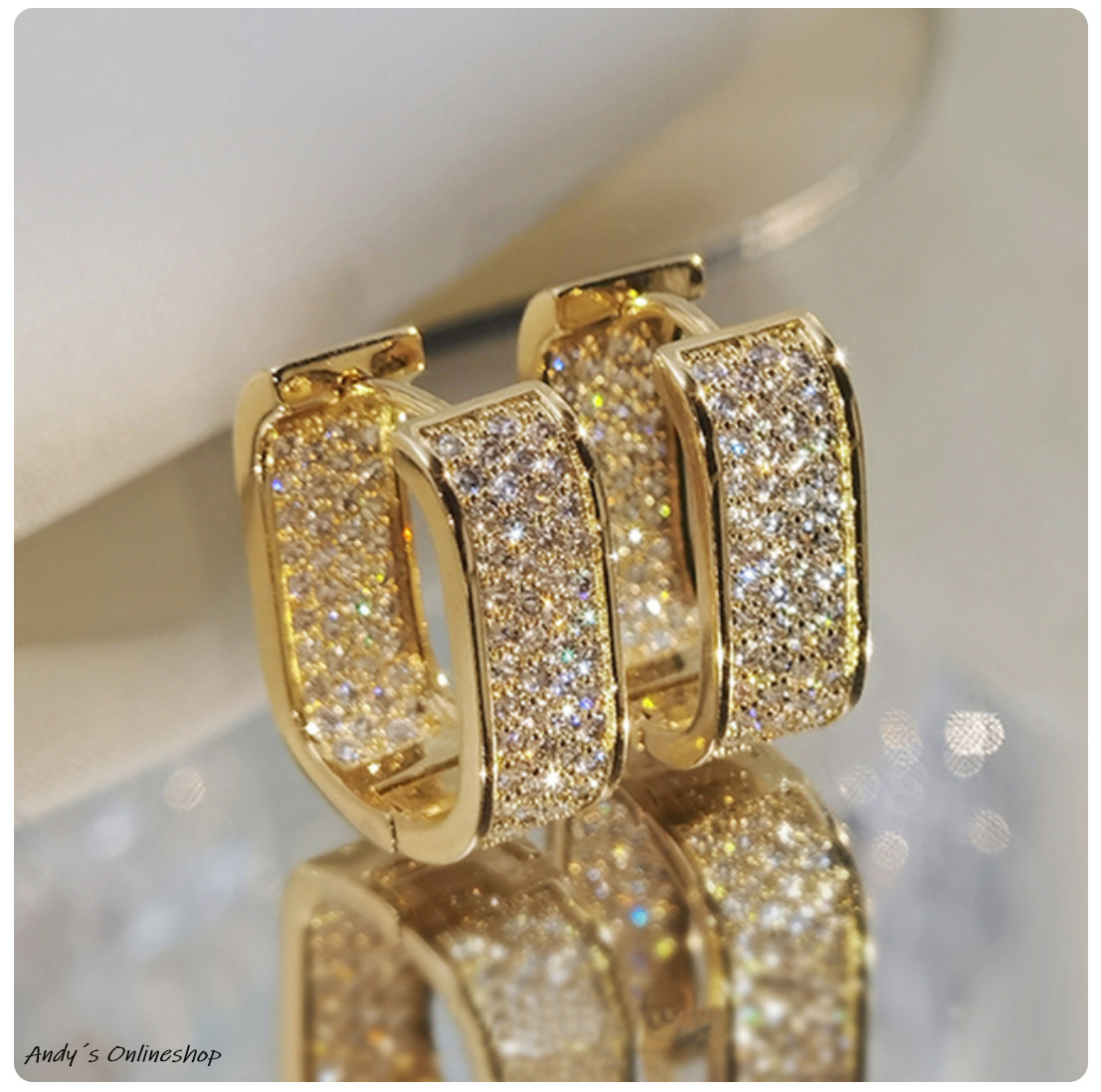 Zirkonia Ohrringe Creolen für Frauen 925 Silber Gold Ohrhänger Gold Ohrschmuck