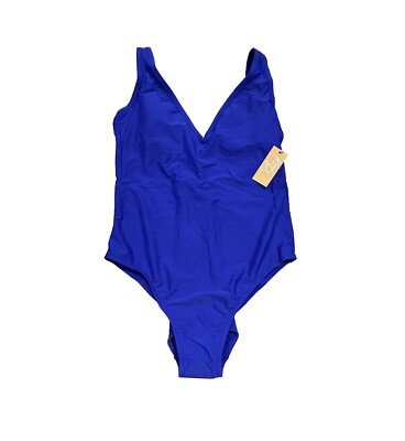Women's V-Neck High Leg One Piece Swimsuit - Kona Sol Blue Large
